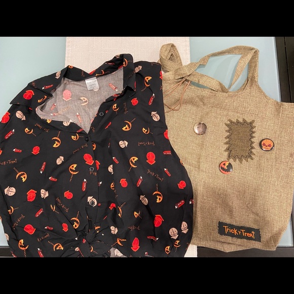 Cropped Crop Top Trick ‘r Treat Halloween XL + Tote Bag - Picture 6 of 9